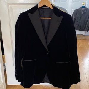 Salvatore Ferragamo Black Velvet, 1 Button Blazer
